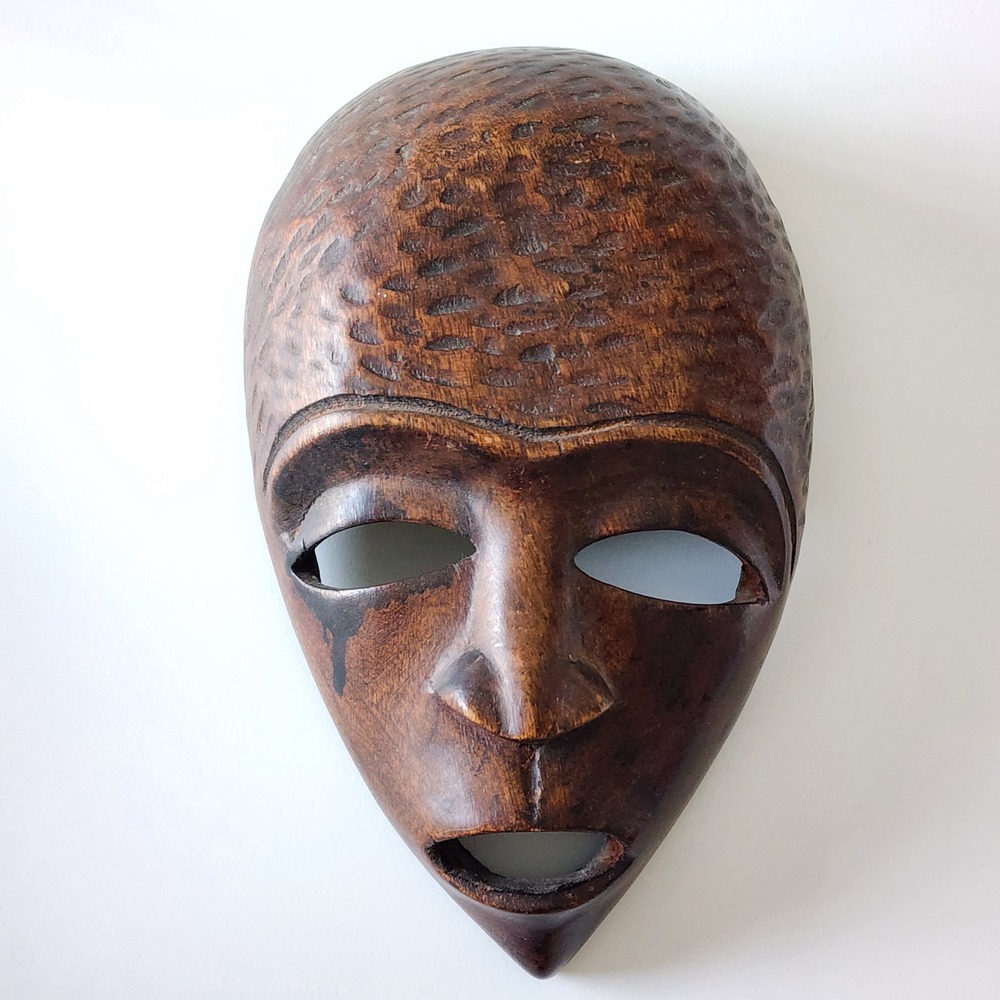 Hand Carved Haiti Wooden Face Mask Brown Textured Wall Art
Alien Decor Wood
